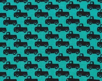 Tiny Trucks in Teal - Houndstooth & Friends - Michael Miller Fabrics - 1 Yard