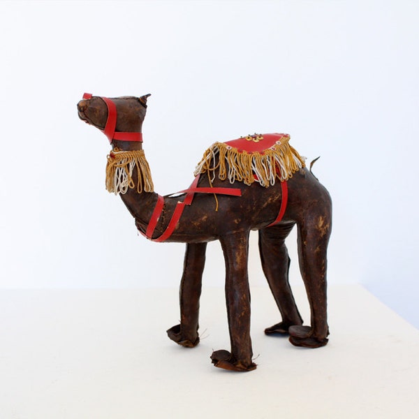 Vintage souvenir - brown leather stuffed camel