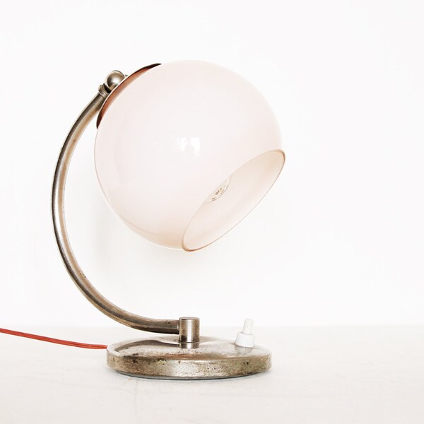 Vintage glass globe desk lamp 50s