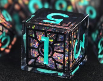 Cyber Fantasy DnD Dice Set for D&D Gifts, Sharp Edge Resin Dice for Dungeons and Dragons, Tabletop Gaming Polyhedral Dice Set