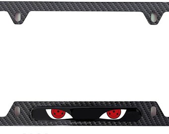 Cornice portatarga in acciaio inossidabile con occhi Sharingan di Naruto e viti incluse.