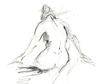 Original Drawing Woman Pencil on paper Feminine Art