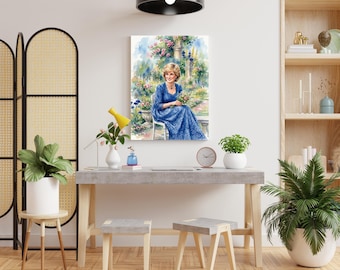 Princess Diana Portrait Wall Art Watercolor