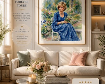 Princess Diana Portrait Wall Art Watercolor