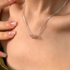 Sterling Silver Interlocking Circle Necklace, Minimalist Eternal Love Pendant, Dainty Layering Jewelry