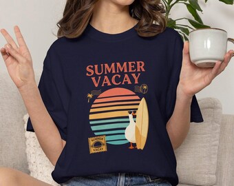 Surfboard Goose Retro Sunset Beach Vacay T-Shirt