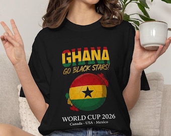 Ghana Flag Soccer Ball World Cup 2026 T-shirt | Go Black Stars