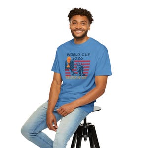 Camiseta para aficionados al fútbol de EE. UU. con el lema "Cree en la Copa Mundial de EE. UU. 2026" imagen 9