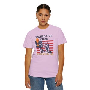 Camiseta para aficionados al fútbol de EE. UU. con el lema "Cree en la Copa Mundial de EE. UU. 2026" imagen 11