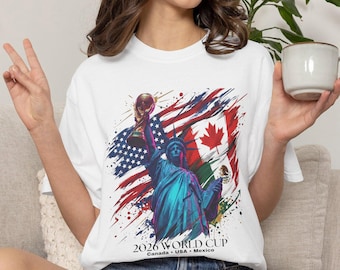 Statue of Liberty with USA, Canada, and Mexico Flags T-Shirt | World Cup Graphic Tee
