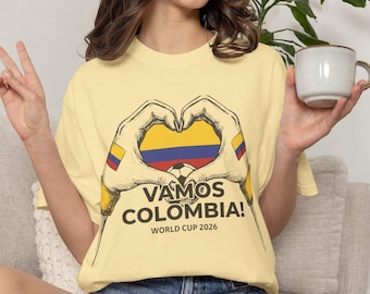Vamos Colombia heart hands T-shirt | World Cup 2026, Colombian flag colors