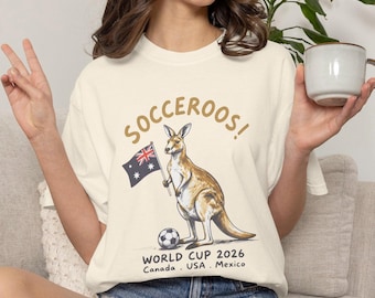 Socceroos Kangaroo with Australian Flag Soccer Tee T-Shirt | World Cup 2026