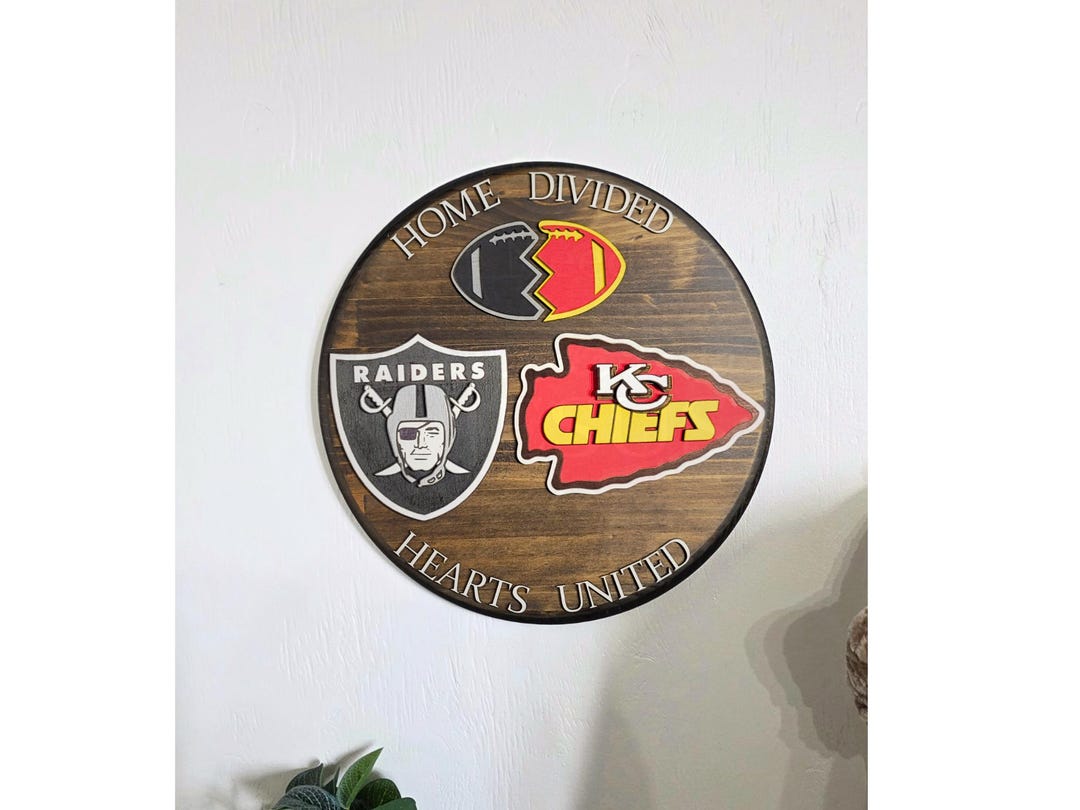 Home Divided Football Sign, Custom Rival Team Sign, Split Team Wall ...
