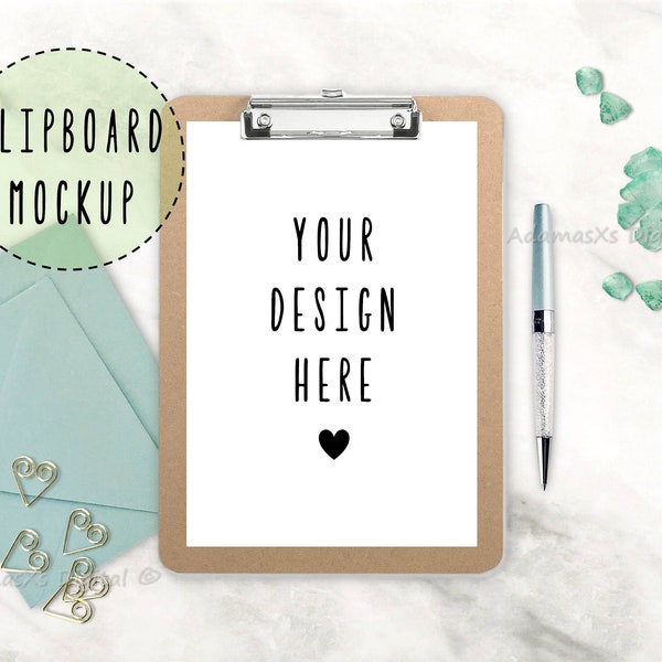Clipboard mockup, clipboard, desk mockup, planner mockup, print mockup, stationery mockup, marble background, JPG, Add your designs!