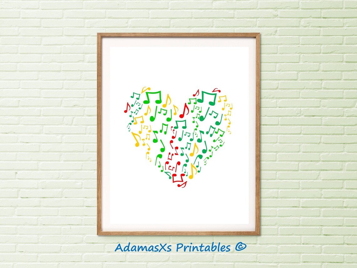 Music Print Art Music Notes Print Heart Poster Design Heart - Etsy