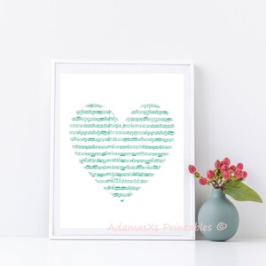 Musical Notes Printable Heart Printable Mint Green Prints - Etsy