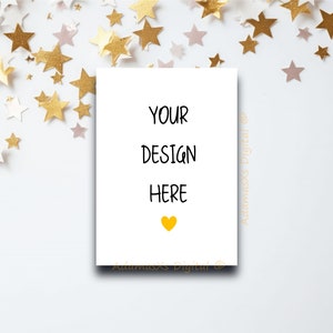 5X7 Christmas card mockup, Invitation mockup, Birthday card, Wedding invite mock, Greeting card, New years party, Gold stars, Holidays - JPG