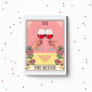 Carte de voeux de tarot, la meilleure amie, carte mignonne unique BFF, carte imprimable pour la meilleure amie, juste parce que, carte d'anniversaire rétro drôle, pour elle - 5 x 7