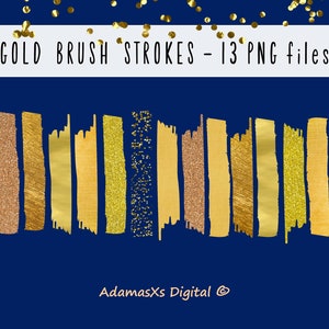 Brush stroke clipart, gold design elements, gold backgrounds, clipart bundle, glitter clipart, logo design, PNG bundle