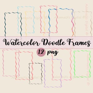Doodle frame png, Frame clipart watercolor, Doodle clipart, Rainbow watercolor, Doodle coquette, Border frames png Squiggle frame PNG bundle