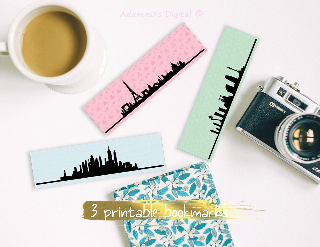 Printable Bookmarks New York Skyline Barcelona Art Paris Etsy