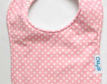 TRIPLE LAYERS - Dry Bub Bib - Pink w dots