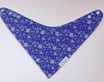 TRIPLE LAYERS - Dry Bub Bandana Bib -  Blue Floral