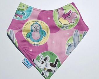 Dry Bub Bandana Bib by OllyG - Pink animals