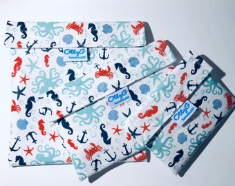 FOOD SAFE - Re-Useable Sandwich snack bags - Under the Sea