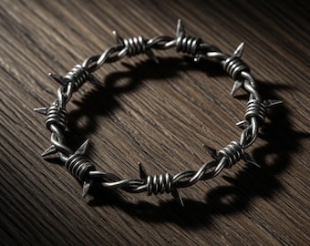 Handgefertigtes Stacheldrahtarmband – Ausgefallener Punk-Gothic-Schmuck, verstellbarer Armreif aus Edelstahl, minimalistisches Accessoire im Industriestil