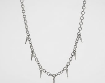 Stachelketten-Halskette – Minimalistischer Punk-Schmuck, zierliche Gothic-Halskette, markanter Edelstahl-Anhänger, Layering-Kette