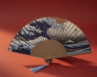 Japanese Folding Fan – Great Wave Art Hand Fan – Traditional Asian Decor – Elegant Bamboo Fan – Unique Gift Idea – Summer Accessory