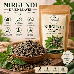 Foglie essiccate di Nirgundi / Erba di basilico sacro puro per infusi