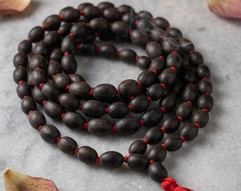 Naturligt Kamal Gatta Lotus Seed Mala, 108+1 pärlor, Lakshmi Puja Rosenkrans