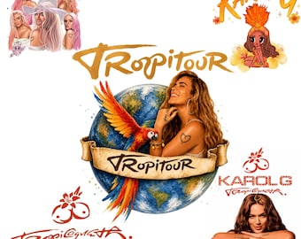 Karol G PNG Bundle, Tropicoqueta Tour Clipart, Latin Pop Singer PNG, Shirt Design, Cricut Sublimation Files, Digital Download Pack