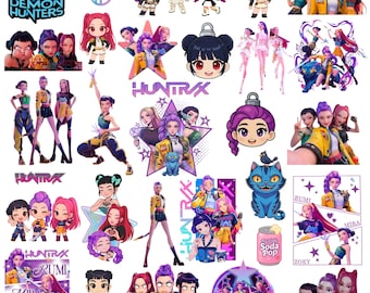1300 Huntrix Png SVG Bundle, KPop Demon Hunters PNG, Saja Boys PNG, Girl Dinner Clipart, K-Pop Shirt Design Download,Digital download