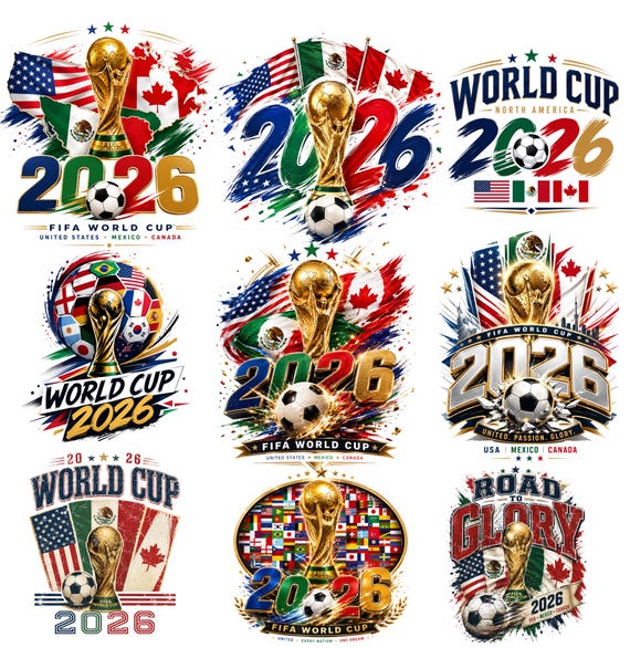 World Cup 2026 PNG Bundle, Soccer Trophy PNG, Football Clipart, T Shirt Design, Sublimation Files, Sports Fan Digital Download