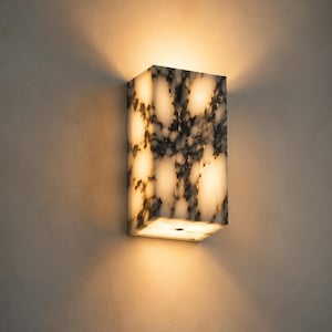 Nordic Marble Wall Sconce Luxury Modern Wall Lamp | Designer Stone Wall Light Hotel Style Sconce | Minimalist Architectural Lighting Fixture