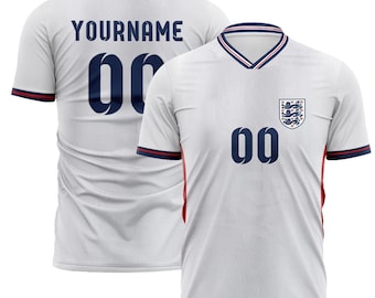 Camisetas de fútbol personalizadas para hombre y mujer, Copa Inglaterra 2026, para aficionados, regalos de cumpleaños, Día de la Madre, Día del Padre, nombre y número personalizados.