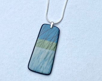 Handmade Colourful Porcelain Necklace 'Marram' Grass On Sterling Silver Chain