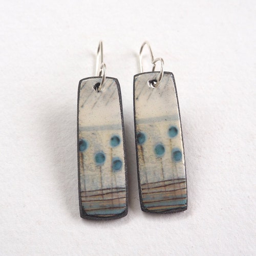 Contemporary Porcelain Blue Seed-heads Drop Earrings Inspired - Etsy