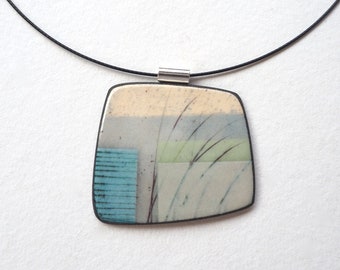 Ceramic Pendant Elements Range - Mere (Squared) Supplied on waxed cord or wire choker