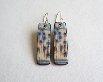 Colourful Contemporary Stems Porcelain Drop Earrings Inspired By Nature with Silver wires