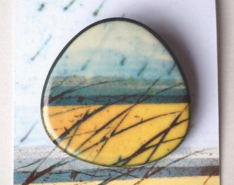 Colourful Handmade Porcelain Skyline Brooch - Nature Inspired (Rounded)