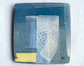 Winter Walk Series | No. 1, Landscape Inspired  Small Ceramic Art Wall Piece, Decorative Clay Painting (17x18cm)