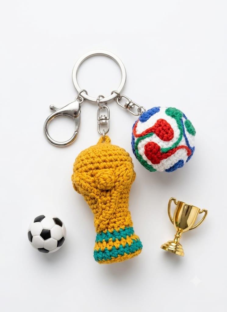 Football Trophy & Soccer Ball Keychain Amigurumi Keychain