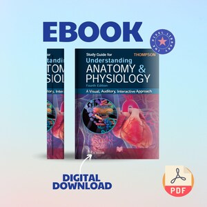 May include: Anatomy and Physiology study guide ebook with a visual of the human heart and other internal organs. The cover reads "Understanding Anatomy & Physiology" and "Digital Download" is also displayed.