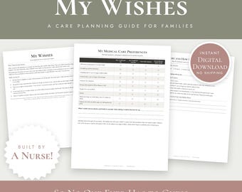 Dementia Care Planning Guide, Printable Wishes Worksheet, Family Decisions (PDF + Word)