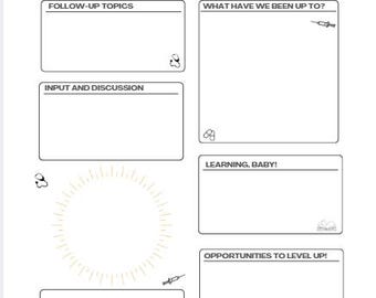 May include: A white meeting agenda template with the title "MEETING AGENDA" at the top. The template includes sections for date, follow-up topics, input and discussion, staff shout-outs, and more. The words "NURSES ONLY" are visible.