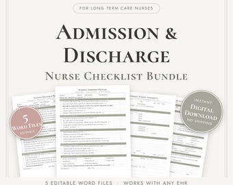 Admission & Discharge Nurse Checklist Bundle | Long Term Care SNF Nursing Forms